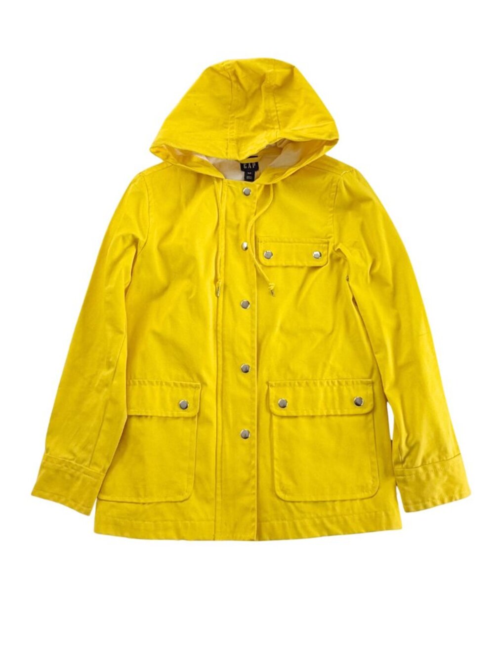 Vintage GAP 2005 Yellow Hooded Raincoat Utility Jacket Sz Small